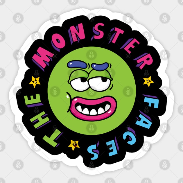 Funny Green Monster Face With Smiling Eyes Sticker by Aiko Tsui